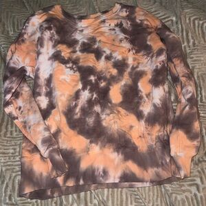 Tie-Dye Crew Neck Sweater - Brown and Orange